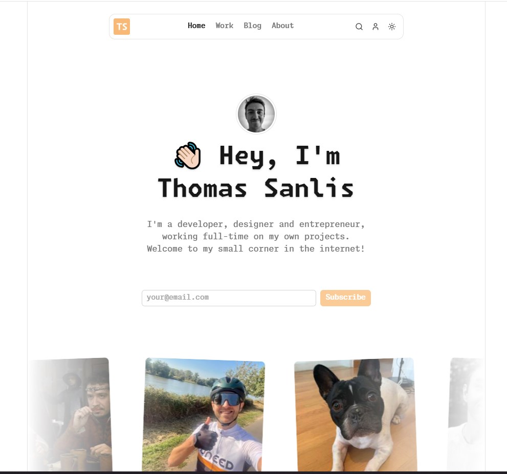 Homepage of Thomas Sanlis, a blog published with Writizzy